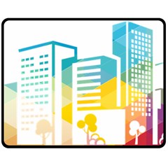 Silhouette Cityscape Building Icon Color City Double Sided Fleece Blanket (medium)  by Sudhe