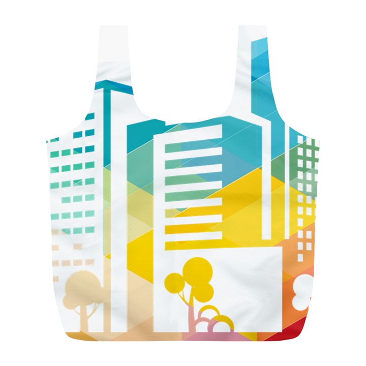 Silhouette Cityscape Building Icon Color City Full Print Recycle Bag (L)