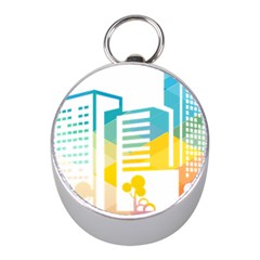 Silhouette Cityscape Building Icon Color City Mini Silver Compasses by Sudhe