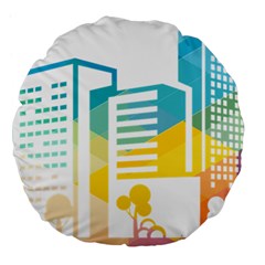 Silhouette Cityscape Building Icon Color City Large 18  Premium Flano Round Cushions by Sudhe