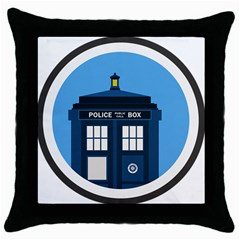 Doctor Who Tardis Throw Pillow Case (black) by Sudhe