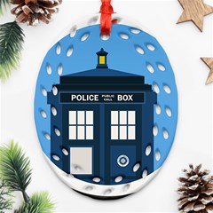 Doctor Who Tardis Ornament (oval Filigree) by Sudhe