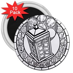 Bad Wolf Tardis Art Drawing Doctor Who 3  Magnets (10 Pack)  by Sudhe