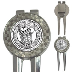 Bad Wolf Tardis Art Drawing Doctor Who 3-in-1 Golf Divots by Sudhe