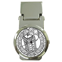 Bad Wolf Tardis Art Drawing Doctor Who Money Clip Watches by Sudhe