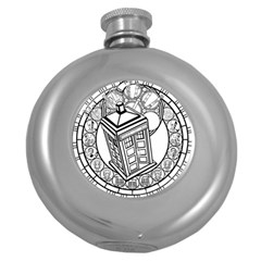 Bad Wolf Tardis Art Drawing Doctor Who Round Hip Flask (5 Oz) by Sudhe