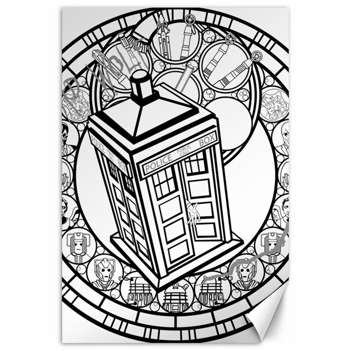 Bad Wolf Tardis Art Drawing Doctor Who Canvas 20  x 30 