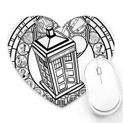 Bad Wolf Tardis Art Drawing Doctor Who Heart Mousepads by Sudhe