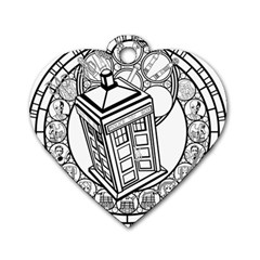 Bad Wolf Tardis Art Drawing Doctor Who Dog Tag Heart (one Side) by Sudhe