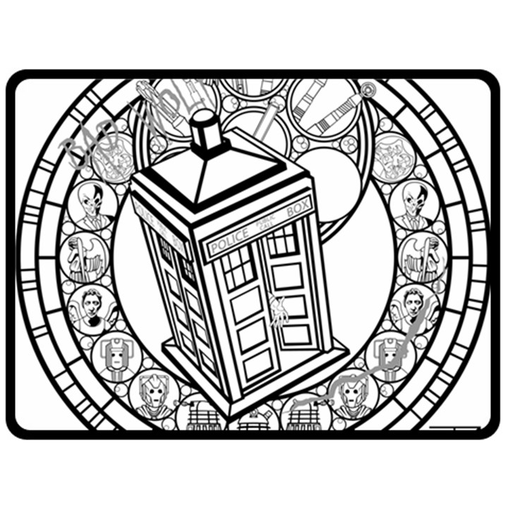 Bad Wolf Tardis Art Drawing Doctor Who Fleece Blanket (Large) 