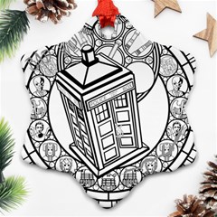 Bad Wolf Tardis Art Drawing Doctor Who Ornament (snowflake) by Sudhe