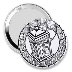 Bad Wolf Tardis Art Drawing Doctor Who 3  Handbag Mirrors by Sudhe