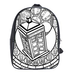 Bad Wolf Tardis Art Drawing Doctor Who School Bag (xl) by Sudhe