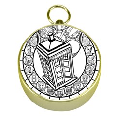 Bad Wolf Tardis Art Drawing Doctor Who Gold Compasses by Sudhe