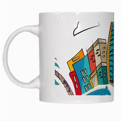 Burj Khalifa Skyline Clip Art Drawing Comic World White Mugs by Sudhe