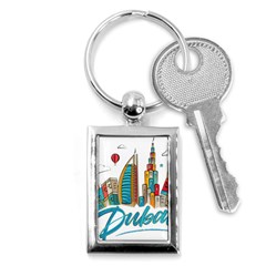 Burj Khalifa Skyline Clip Art Drawing Comic World Key Chains (rectangle)  by Sudhe