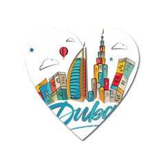 Burj Khalifa Skyline Clip Art Drawing Comic World Heart Magnet by Sudhe