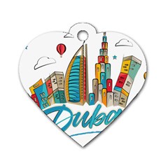 Burj Khalifa Skyline Clip Art Drawing Comic World Dog Tag Heart (one Side) by Sudhe