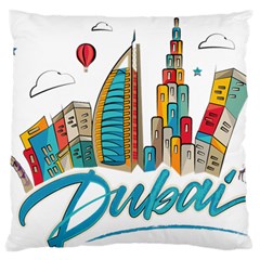 Burj Khalifa Skyline Clip Art Drawing Comic World Large Cushion Case (two Sides) by Sudhe