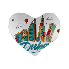 Burj Khalifa Skyline Clip Art Drawing Comic World Standard 16  Premium Heart Shape Cushions by Sudhe