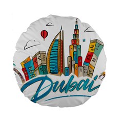 Burj Khalifa Skyline Clip Art Drawing Comic World Standard 15  Premium Flano Round Cushions by Sudhe