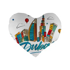 Burj Khalifa Skyline Clip Art Drawing Comic World Standard 16  Premium Flano Heart Shape Cushions by Sudhe