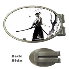 Japan Samurai Drawing   Warrior Money Clips (oval)  by Sudhe