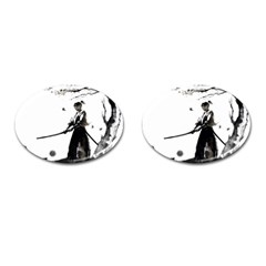 Japan Samurai Drawing   Warrior Cufflinks (oval) by Sudhe