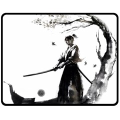 Japan Samurai Drawing   Warrior Fleece Blanket (medium)  by Sudhe