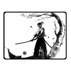 Japan Samurai Drawing   Warrior Double Sided Fleece Blanket (small)  by Sudhe