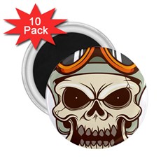 Motorcycle Helmet Skull Clip Art Cranial Skeleton 2 25  Magnets (10 Pack)  by Sudhe