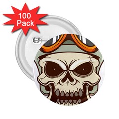 Motorcycle Helmet Skull Clip Art Cranial Skeleton 2 25  Buttons (100 Pack)  by Sudhe