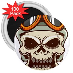 Motorcycle Helmet Skull Clip Art Cranial Skeleton 3  Magnets (100 Pack) by Sudhe