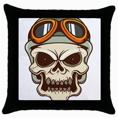 Motorcycle Helmet Skull Clip Art Cranial Skeleton Throw Pillow Case (black) by Sudhe