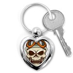 Motorcycle Helmet Skull Clip Art Cranial Skeleton Key Chains (Heart)  Front