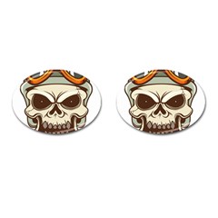 Motorcycle Helmet Skull Clip Art Cranial Skeleton Cufflinks (oval) by Sudhe