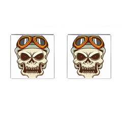 Motorcycle Helmet Skull Clip Art Cranial Skeleton Cufflinks (square) by Sudhe