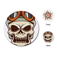 Motorcycle Helmet Skull Clip Art Cranial Skeleton Playing Cards (round) by Sudhe