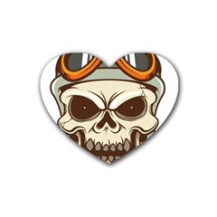 Motorcycle Helmet Skull Clip Art Cranial Skeleton Rubber Coaster (heart)  by Sudhe