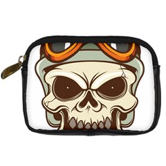 Motorcycle Helmet Skull Clip Art Cranial Skeleton Digital Camera Leather Case by Sudhe