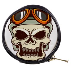 Motorcycle Helmet Skull Clip Art Cranial Skeleton Mini Makeup Bag by Sudhe