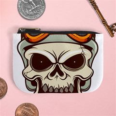 Motorcycle Helmet Skull Clip Art Cranial Skeleton Mini Coin Purse by Sudhe