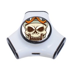 Motorcycle Helmet Skull Clip Art Cranial Skeleton 3-port Usb Hub by Sudhe