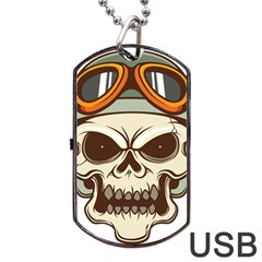 Motorcycle Helmet Skull Clip Art Cranial Skeleton Dog Tag Usb Flash (one Side) by Sudhe