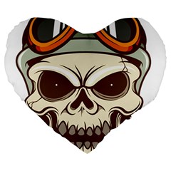 Motorcycle Helmet Skull Clip Art Cranial Skeleton Large 19  Premium Heart Shape Cushions by Sudhe