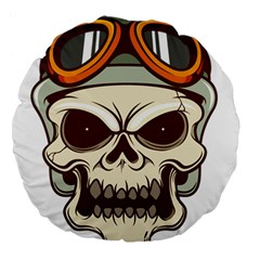 Motorcycle Helmet Skull Clip Art Cranial Skeleton Large 18  Premium Flano Round Cushions by Sudhe