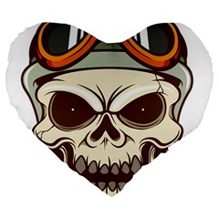 Motorcycle Helmet Skull Clip Art Cranial Skeleton Large 19  Premium Flano Heart Shape Cushions by Sudhe