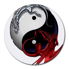 Yin And Yang Chinese Dragon Round Mousepads by Sudhe