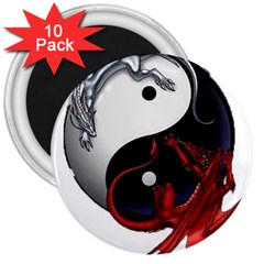 Yin And Yang Chinese Dragon 3  Magnets (10 Pack)  by Sudhe