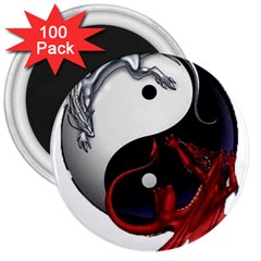 Yin And Yang Chinese Dragon 3  Magnets (100 Pack) by Sudhe